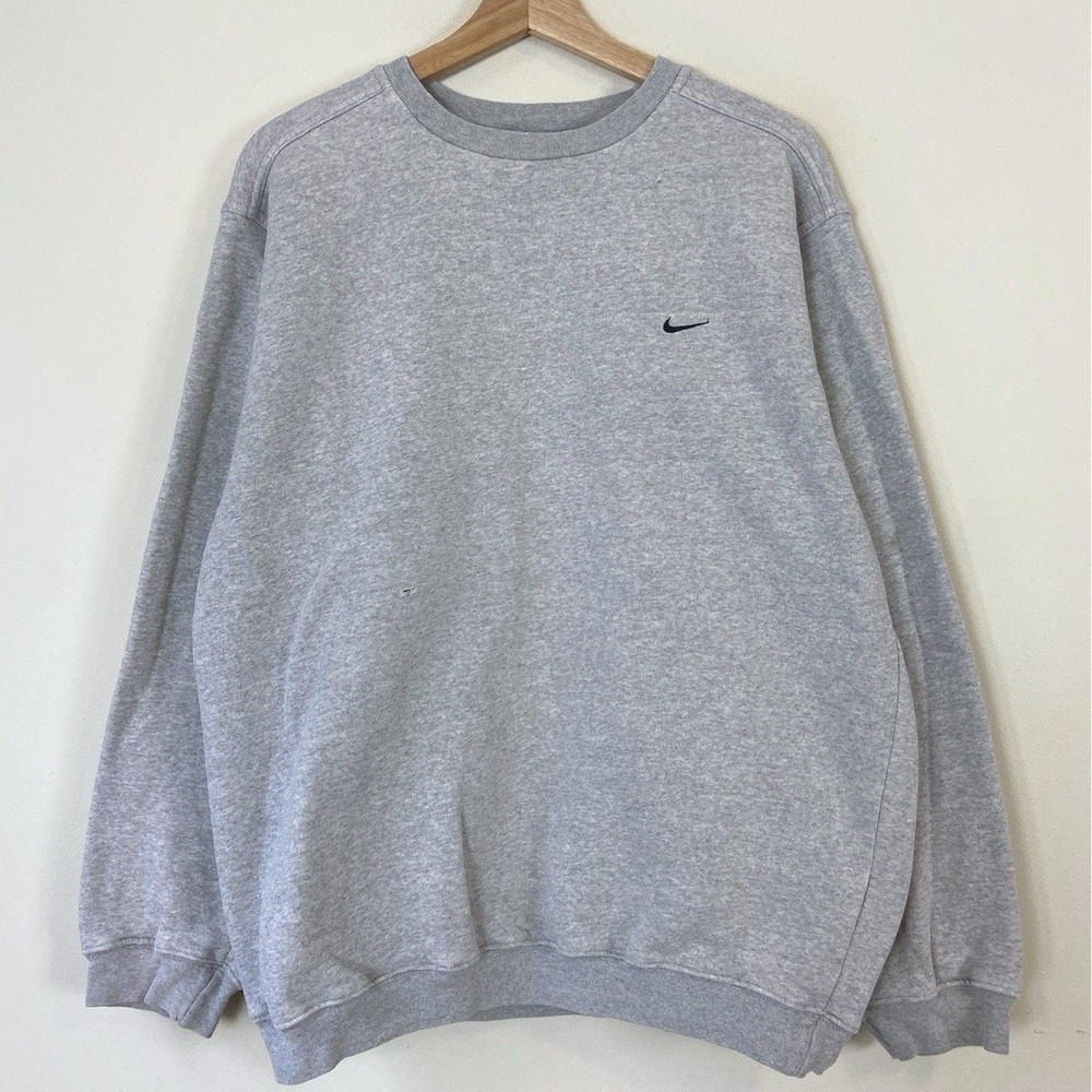 Vintage Y2k Nike Swoosh Classic Gray Sweatshirt -‎ Medium